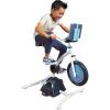 imageLittle Tikes Pelican Explore ampamp Fit Cycle Adjustable Play Fitness Exercise Equipment Stationary Bike with Videos and Builtin Bluetooth Speaker For Kids Ages 37 Years WHITE BLUE
