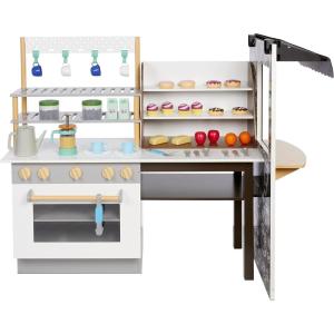 imageLittle Tikes Real Wood Caf ampamp Bakery Exclusive Wooden Play Kitchen with Realistic Lights Sounds and DualSided 20 Accessories Set Gift for Kids Toy for Girls Boys Ages 3 4 5 Years