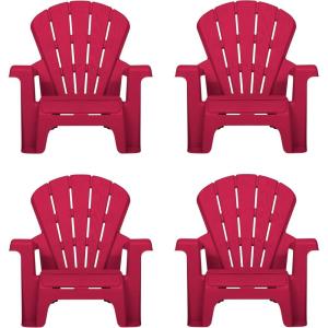 imageLittle Tikes Kids Garden Chair 4 Pack in Red Outdoor Toddler Activity Adirondack Chairs for Picnic Garden Patio Backyard amp Beach Outdoor Chair Set4 Pack