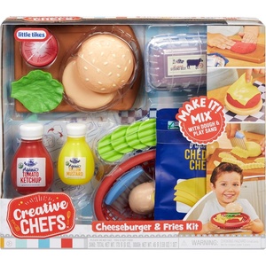 image:imageLittle Tikes Creative Chefs Cheeseburger and Fries Kit with 22 Accessories Pretend Play Cooking Set for Boys and Girls Ages 3 Years
